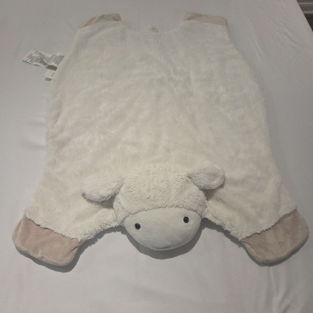 Pottery Barn Kids Plush Lamb Sheep Nursery Play Mat White Tan Faux Fur 33x21